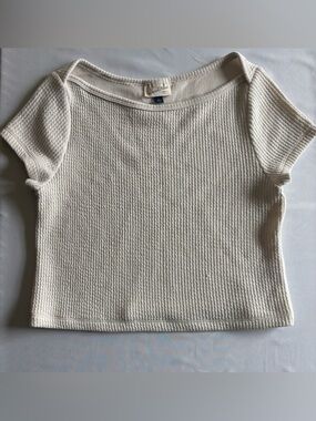 Universal Thread Cream Ribbed Boatneck Tee
